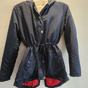 Copper Key Navy and Red Hooded Fur Lined Chore Coat‎ BarnJacket
